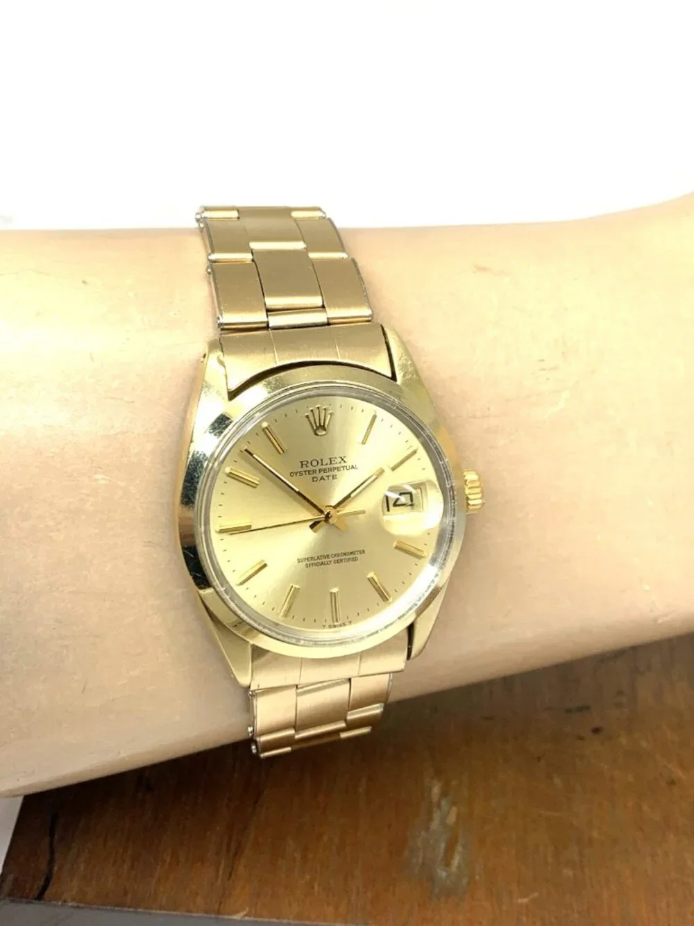 Rolex Oyster Perpetual Date Men's Watch 1550 Gold Filled Swiss Automatic 34mm